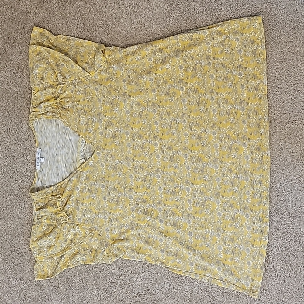 Grey and Yellow Floral Rose & Olive Shirt 1X